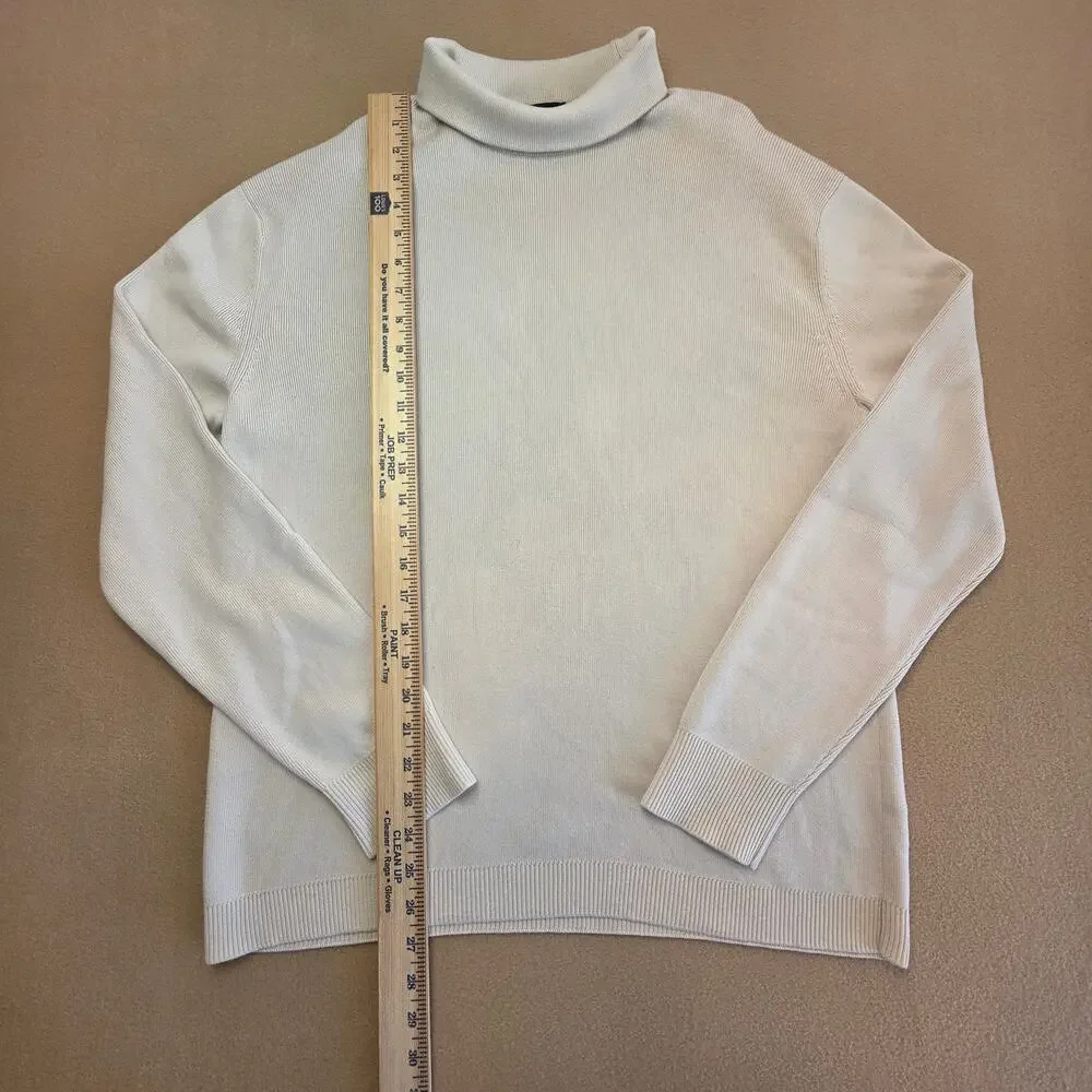 Banana Republic Supima Cotton Sportif Mock Neck Sweater Cream Sz Large